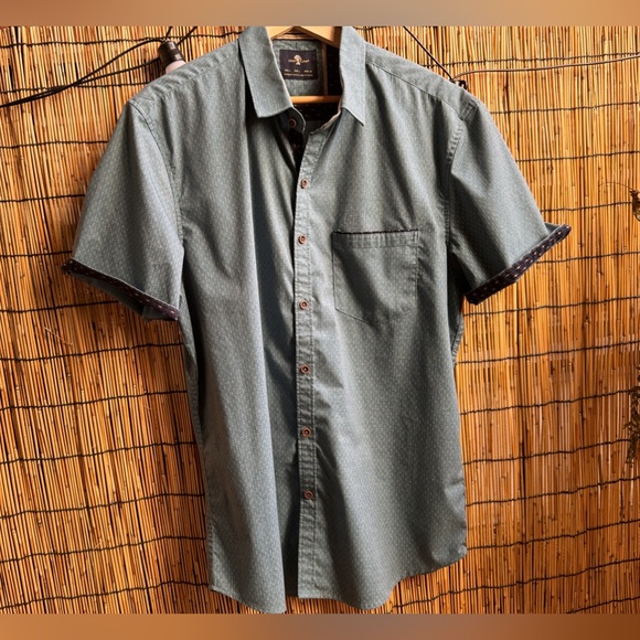 Craft + Flow electric blue and yellow geo-print, half-sleeved, button down shirt - Picture 3 of 4